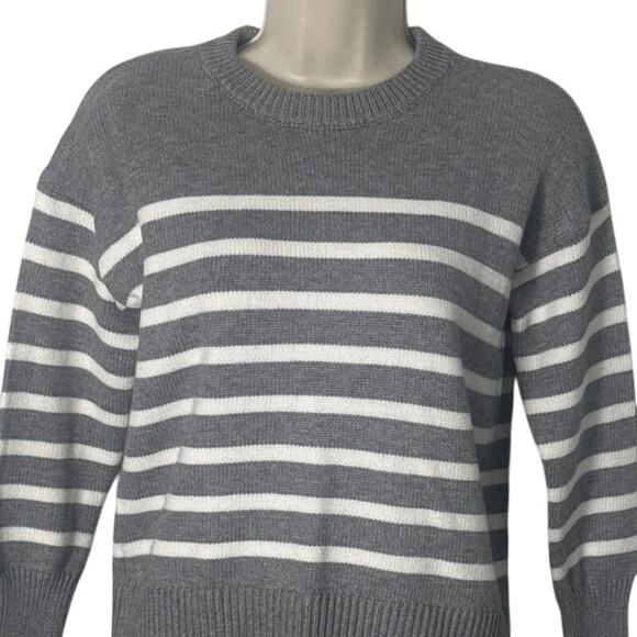 Philosophy Women's Striped Crewneck Grey and White Sweater Size XS - Picture 6 of 7